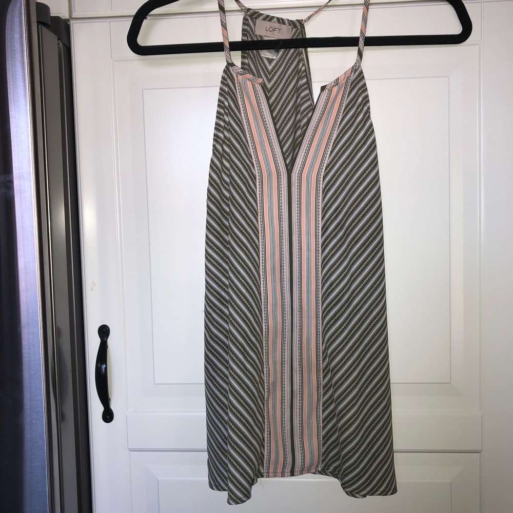Anne Taylor Loft Green & Pink Chevron Blouse